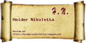 Heider Nikoletta névjegykártya